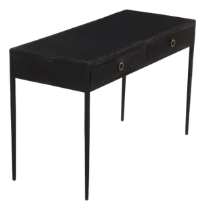 Painted Iron and Leather Writing Desk in the Manner of Jean-Michel Frank. Contemporary.