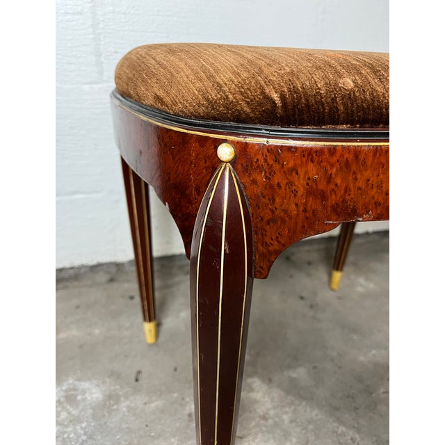 Wood Vintage Art Deco Vanity Stool by Company of Master Craftsmen W. & J. Sloane For Sale - Image 7 of 12