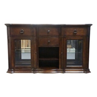 American Signature Cherry Contemporary Traditional 66" Display Console / Media Cabinet W. Paneled Granite Top 8155-320 For Sale
