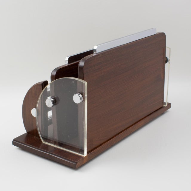 Macassar, Chrome and Lucite Desk Accessory Letter Holder, circa 1940 For Sale - Image 10 of 14