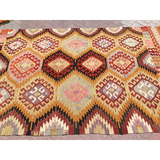 Vintage Rustic Turkish Kilim Rug - 72" X 114" For Sale - Image 4 of 11