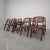 Stunning set of eight 1980’s rustic tortoiseshell bamboo folding chairs with two matching side tables. These chairs give a...