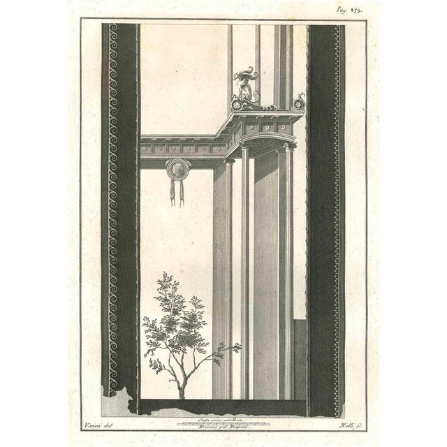 Ancient roman fresco, from the series "antiquities of herculaneum", is an original etching on paper realized by carlo...