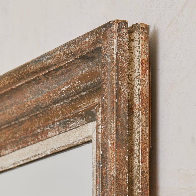 French Rustic Rectangular Wood Wall Mirror, 1940s - 1 Available For Sale - Image 9 of 10