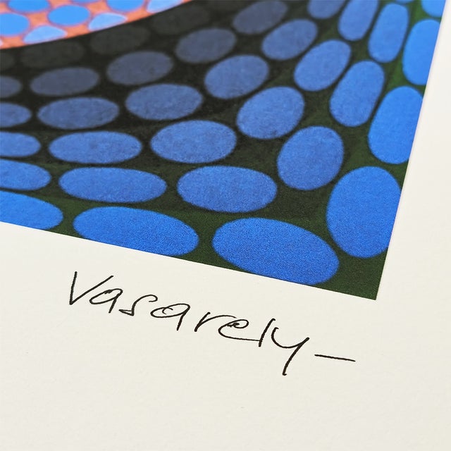 Mid-Century Modern 1970s After Victor Vasarely Limited Numbered Edition Lithograph. For Sale - Image 3 of 7