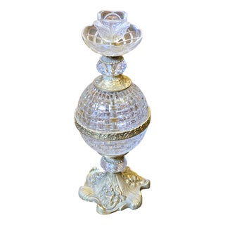 French Style Brass & Crystal Candlestick Holder for Luxury Table Decor For Sale