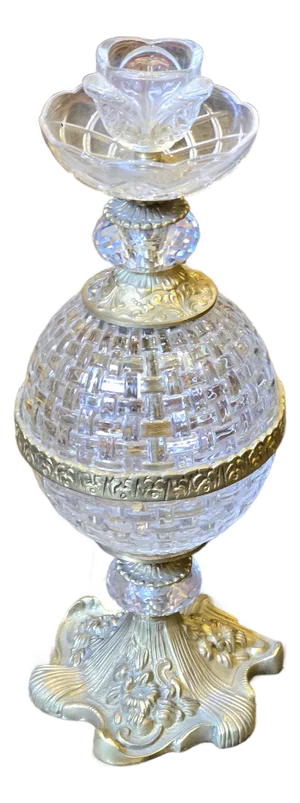 French Style Brass & Crystal Candlestick Holder for Luxury Table Decor