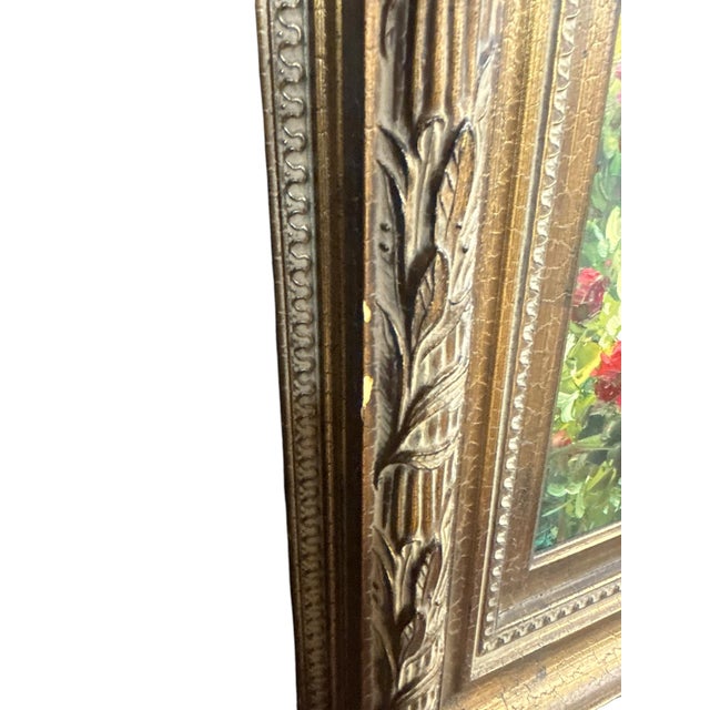 Wood Monumental Tuscan Village Landscape Oil Painting in Carved Gilt Frame 70” X 60” For Sale - Image 7 of 10