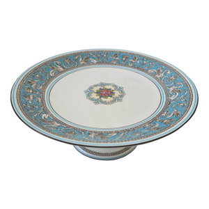 1980s Wedgwood "Florentine" Turquoise 9" Pedestal Plate Stand