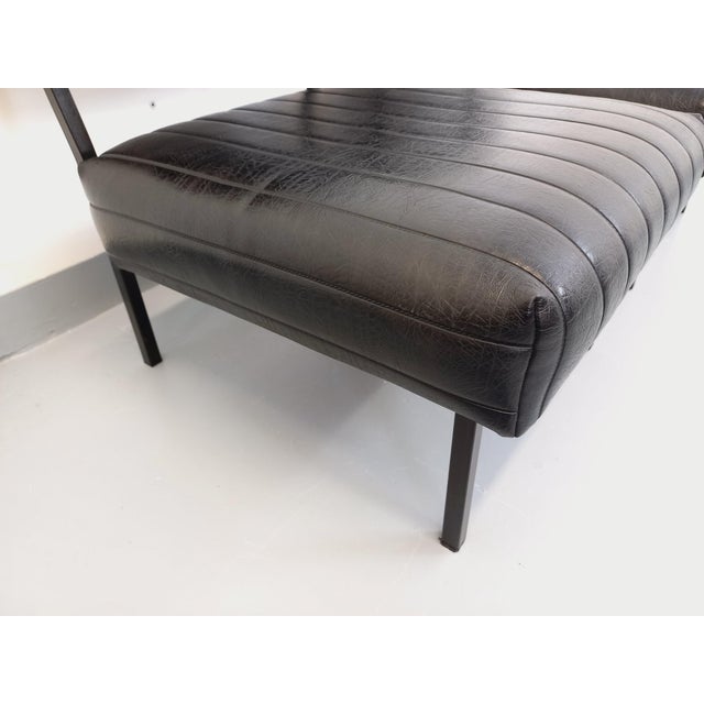 Vintage Modernist Lounge Chairs in Black Imitation Leather and Metal, 1960s, Set of 2 For Sale - Image 18 of 18