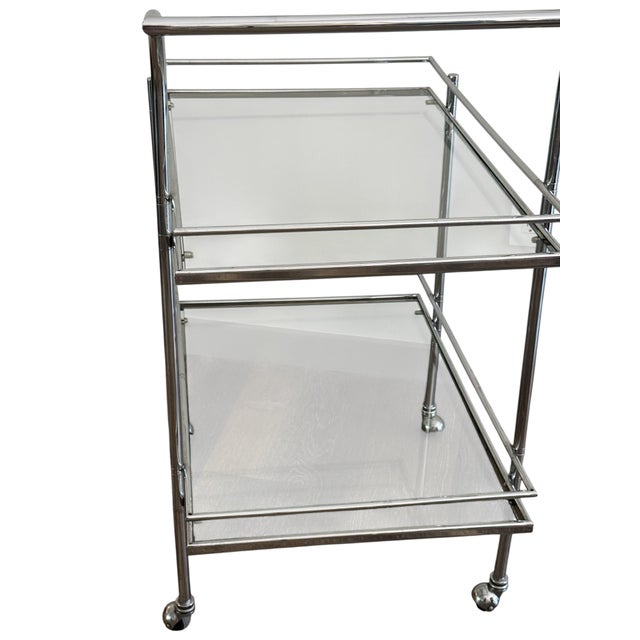 1970s Chrome and Glass Bar Cart For Sale In Los Angeles - Image 6 of 11