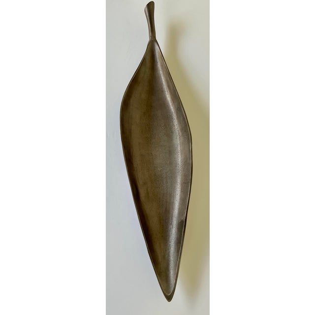 Modern Modern Pewter Indoor/Outdoor Leaflet Long Bowl For Sale - Image 3 of 4