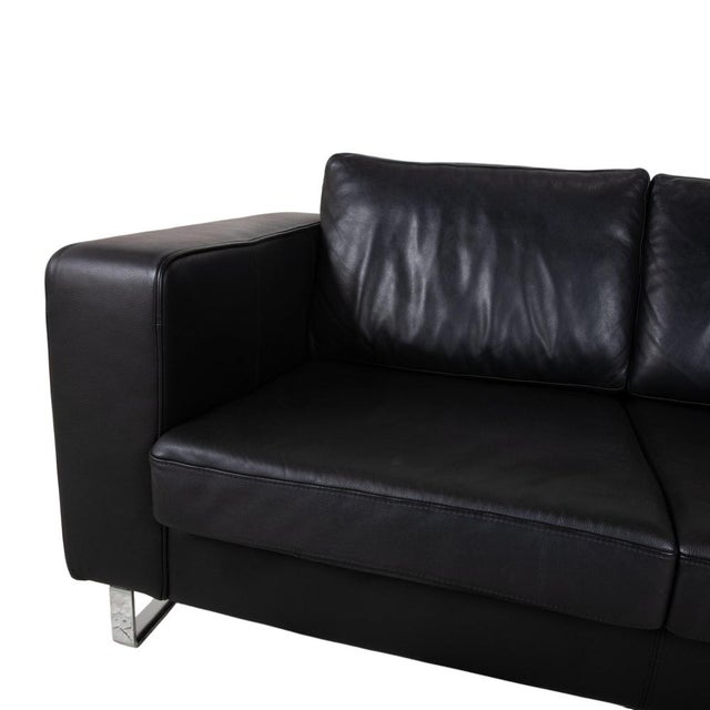 Indivi Set Leather Two-Seater Sofa and Stool in Black by BoConcept, Set of 2 For Sale - Image 6 of 18