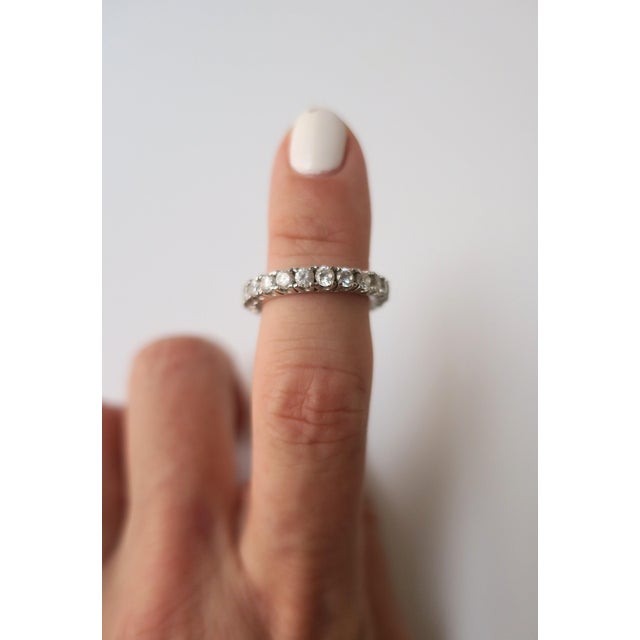 Eternity Band Faux Diamond 18Kt White Gold-Filled Setting For Sale - Image 4 of 13