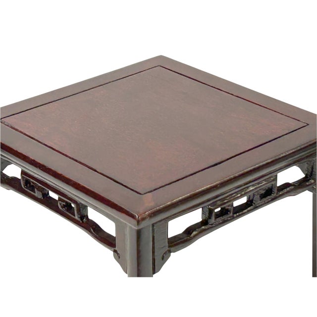 1980s Chinese Wood Handmade Miniature Square Table Display Decor Art For Sale - Image 5 of 6