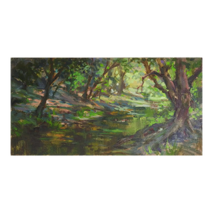 Late 20th Century Impressionist Plein Air Forest Glade Painting