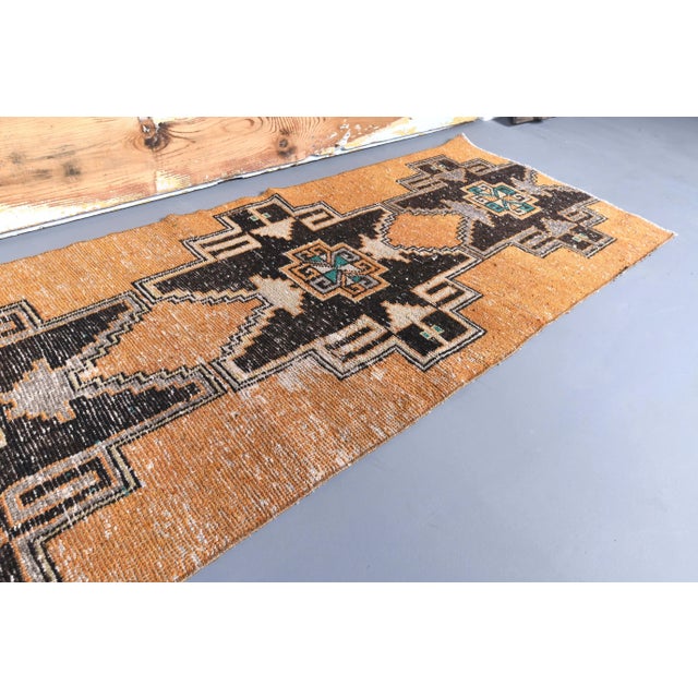 1960s Vintage Natural Turkish Hand-Knotted Runner Orange Rug For Sale - Image 5 of 9