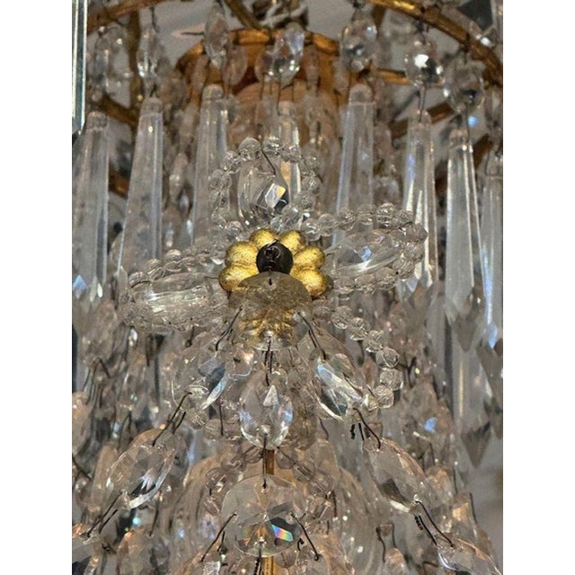 Metal Antique Italian Beaded Basket Form Chandelier For Sale - Image 7 of 9