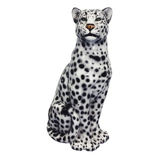 Snow Leopard Ceramic Figurine by Ceramiche Boxer For Sale