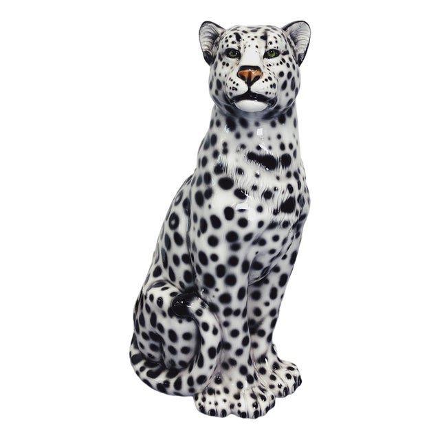 Snow Leopard Ceramic Figurine by Ceramiche Boxer For Sale