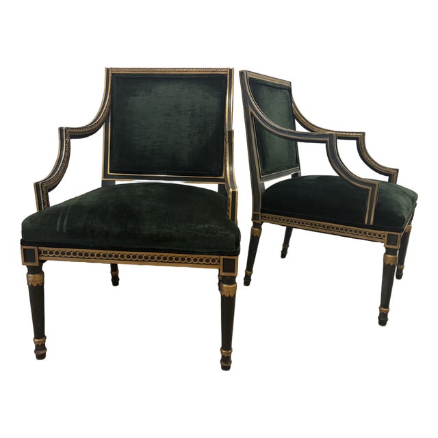 Vintage French Louis XVI Style Square Back Fauteuils - A Pair For Sale