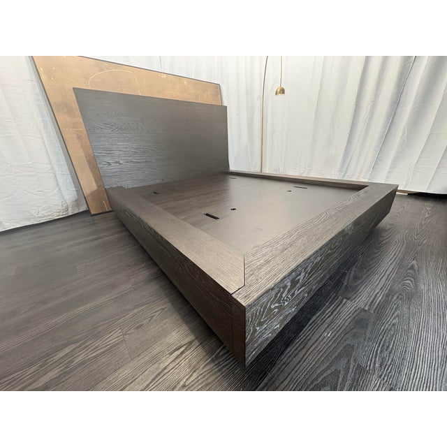 Rh Machinto Panel Bed – Queen | 50" Headboard | Brown Oak For Sale - Image 15 of 18