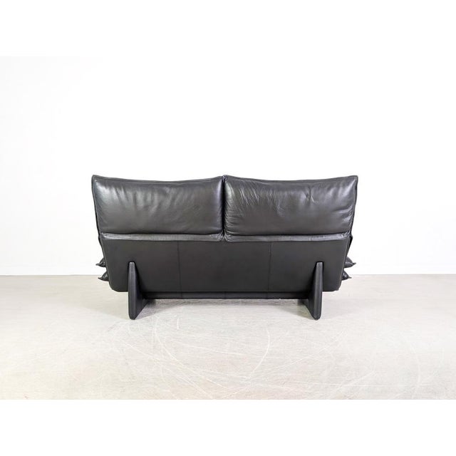 Vintage Italian 3-Seater Sofa in Black Leather, 1980s For Sale - Image 4 of 18