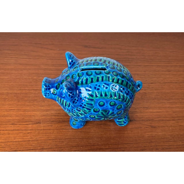 Mid-Century Modern Italian Rimini Blu Pottery Piggy Penny Bank Figurine by Aldo Londi for Bitossi, 1960s For Sale - Image 15 of 18