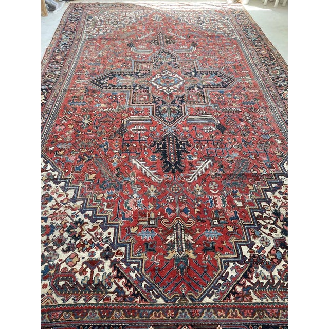 Textile Antique Heriz Palace Size Full of Life & Color Rug 11 x 18.8 For Sale - Image 7 of 13