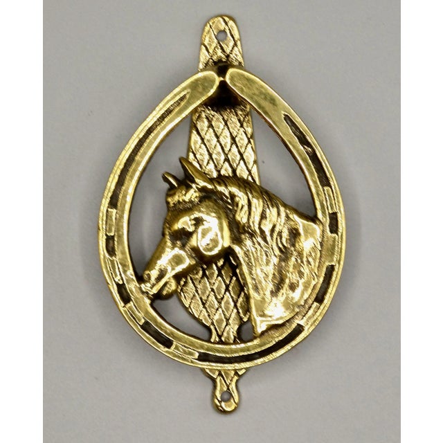 1930's English Brass Equestrian Door Knocker For Sale - Image 4 of 4