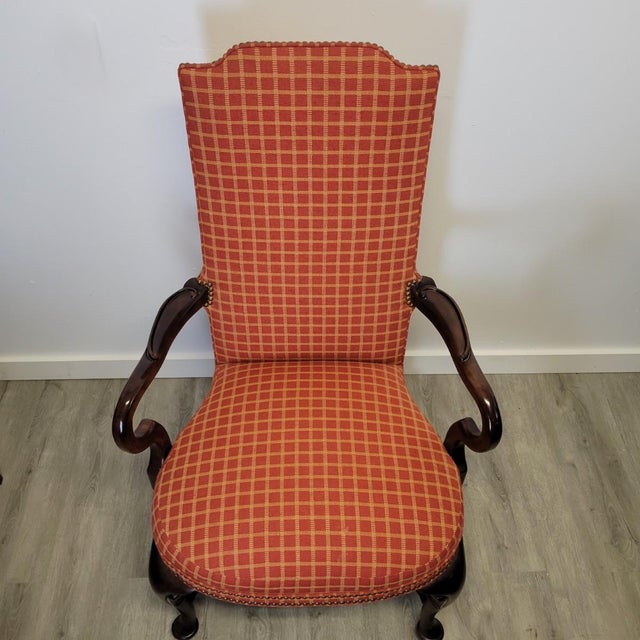 Pair of Vintage Century Furniture French Louis XV Revival Walnut Armchairs With Nailhead Trim For Sale - Image 9 of 15