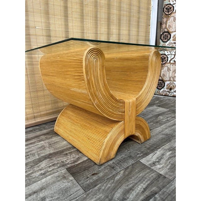 Gabriella Crespi Coastal Style Pencil Reed Side Table in the Gabriella Crespi Manner. Circa 1980s For Sale - Image 4 of 12