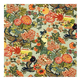 Sample, Schumacher Chiang Mai Dragon in Aquamarine For Sale