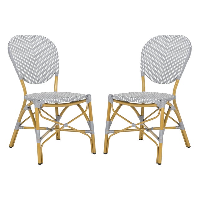 French Bistro Stacking Side Chair in Grey & White - a Pair For Sale - Image 10 of 10
