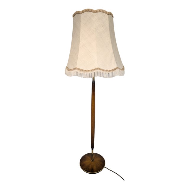 Danish Teak Floor Lamp with Brass, 1960s For Sale