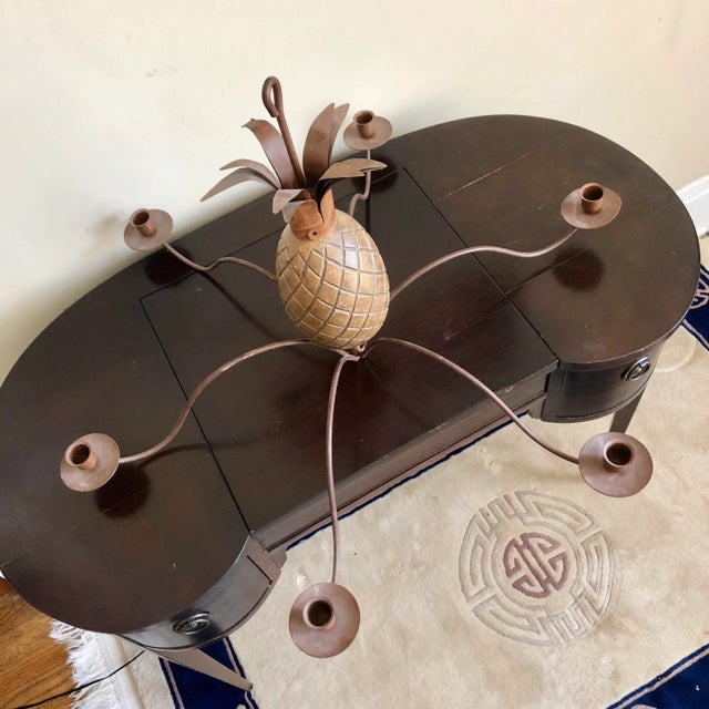 French style wood and metal pineapple candelabra chandelier