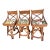 1960s Rare Trio of X-Back Bamboo Swivel Counter Stools (3) - Refurbished and Reupholstered For Sale