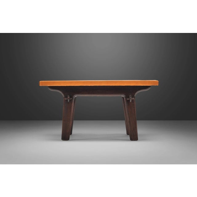 Coffee Table / Side Table by Angel Pazmino in Fruitwood and Cognac Leather, Ecuador, circa 1960s For Sale - Image 9 of 10