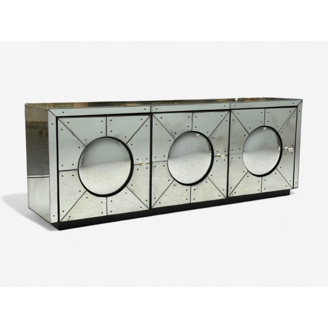 Art Deco Style, Painted Wood, Antique Glass, Mirrored Sideboard or Credenza Wonderful mirrored sideboard or credenza,...