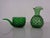 Italian Green Bubble Glass Vase & Bowl from Empoli, 1960s, Set of 2 For Sale - Image 4 of 16