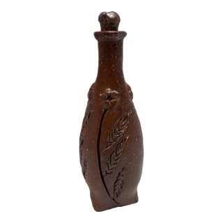 Vintage Handmade Pottery Vase, Bottle or Vessel With Top Closure For Sale