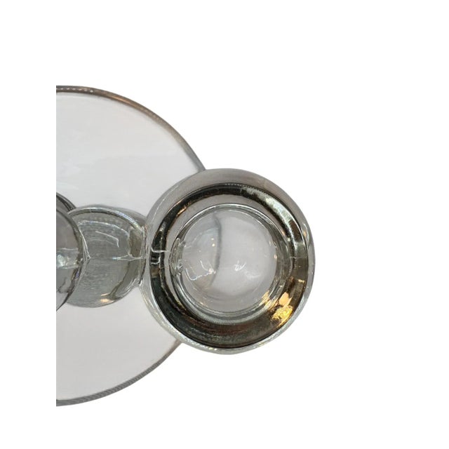 Transparent Mid 20th Century Wj Hughes Glass Candlewick Candlestick Holder For Sale - Image 8 of 9
