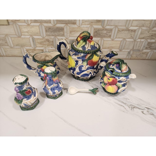 1970s 1970s Fitz and Floyd Vintage Florentine Fruit Tea Set - 5pcs For Sale - Image 5 of 10