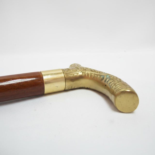 Brass Victorian Floral Embossed Brass Walking Tippling Stick Cane W/Hidden Cork Screw For Sale - Image 8 of 11