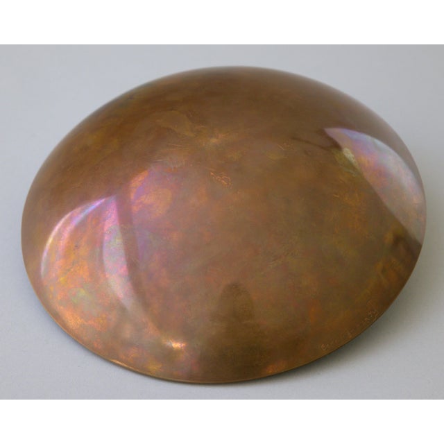 Late 20th Century Signed Copper and Black Stingray Shagreen Vide Poche Bowl With Pearl For Sale In Portland, OR - Image 6 of 15