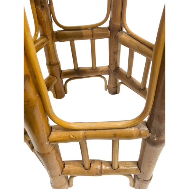 Vintage Hexagonal Bamboo Plant Stand Table For Sale - Image 10 of 12