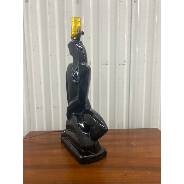 Abstract 1960s Black Ceramic Abstract Table Lamp . For Sale - Image 3 of 12