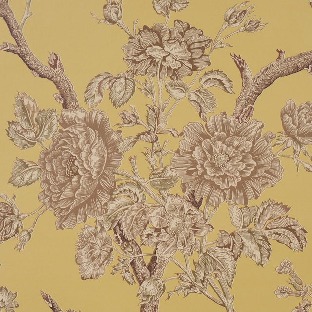 Traditional Sample - Schumacher Inverness Garden Wallcovering In Buttercup For Sale - Image 3 of 6