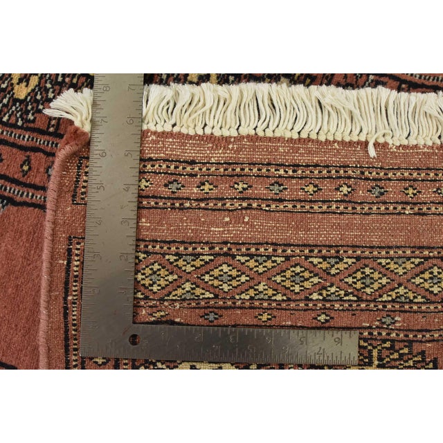 Bokhara Rug 2’11” X 4’8” Pink Wool Tribal Hand-Knotted Oriental Carpet For Sale - Image 11 of 11