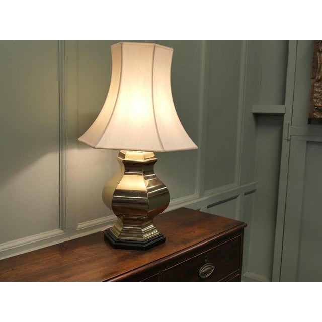 Brown Large Vintage Brass Table Lamp, 1920 For Sale - Image 8 of 9